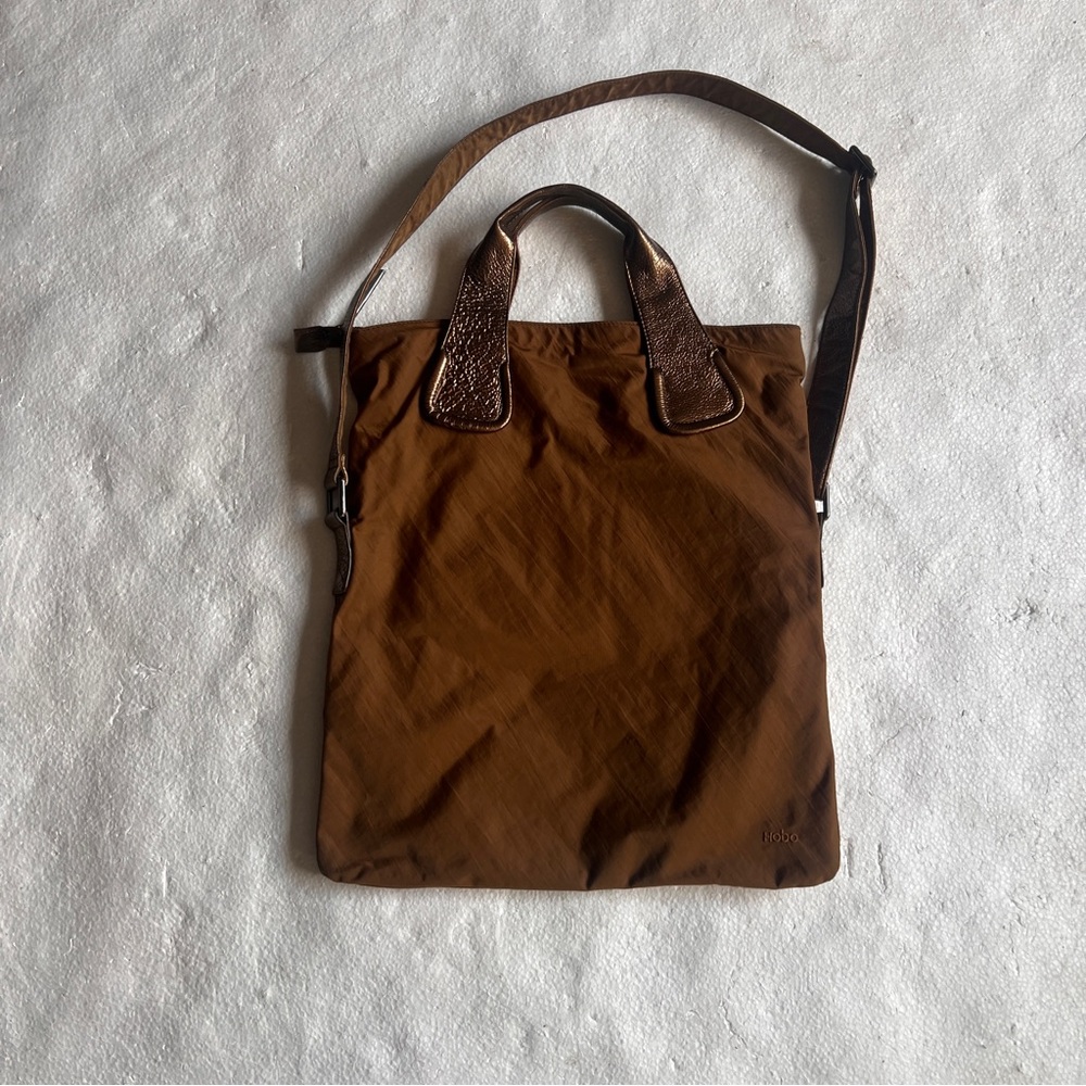 Hobo International Brown Nylon Tote with Animal Print lining&Adjustable Strap